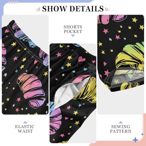 Pajama Bottoms, Pajamas Long Pant Neon Croissant Lounge Wear Elastic Waist Sleep Pants Soft Pjs Sleepwear4