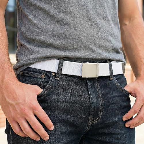 Image of BC Belts Canvas Web Belt with Chrome Buckle 54 inch Long | Fully Adjustable Military Style