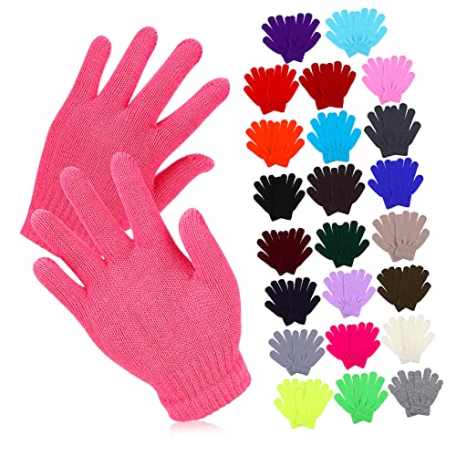 24Pairs Full Finger Knitted Gloves Warm Winter Mittens for Boys and Lightweight and Easy to Carry Multifunctional Cold Weather Accessory