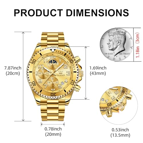 Image of OLEVS Watch Men Luxury Chronograph Stainless Steel Wrist Dress Waterproof Watch Quartz Analog Large Face Luminous