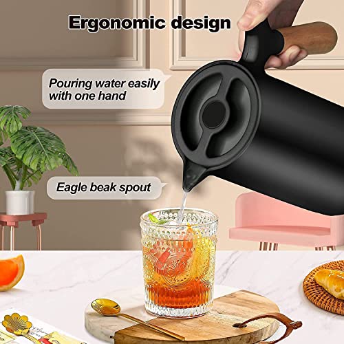 Image of Haus Alchemy 1000 ML Thermal Flask Double Wall Vacuum Thermos Jug for Hot & Cool Drinks Keeps Hot Drinks Hot for 12 Hours and Cool Drinks Cool for 24 Hours (Black)