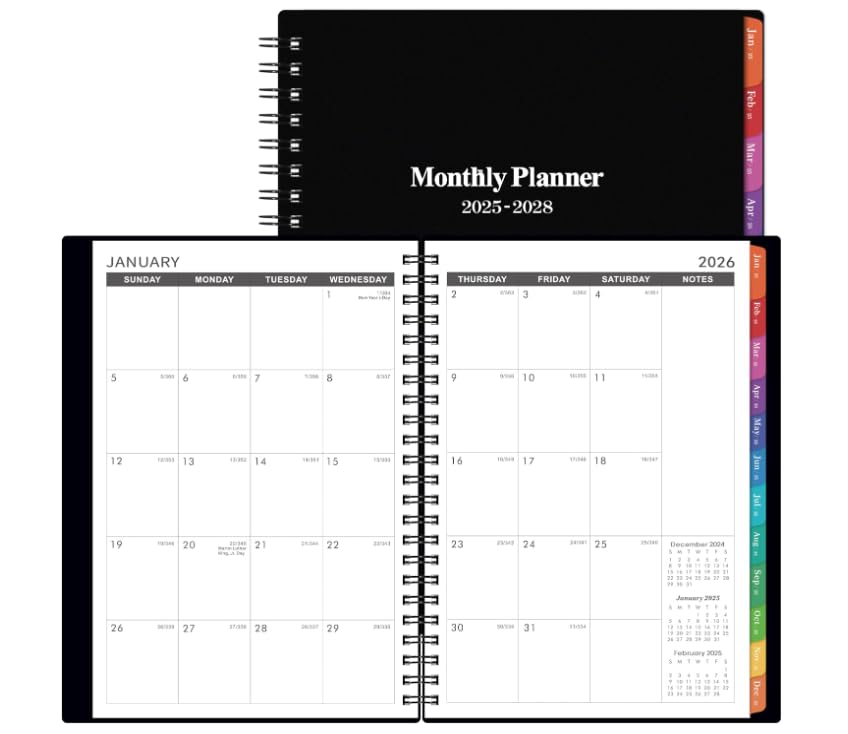 2025-2028 Monthly Planner/Calendar - 3 Year Monthly Planner 2025-2028, Jul 2025 - Jun 2028, 6.3" x 8.4", 36 Monthly Planners with Tabs, 30 Notes Pages, Double-side Pocket, Holidays