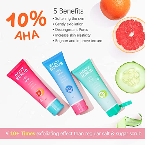 Dr. Pure 10% Aha Body Scrub Set: Natural Exfoliating Sugar Scrub And Body Cream Helps With Moisturize Skin, Acne, Anti Cellulite, Dead Skin Scars #TOP1