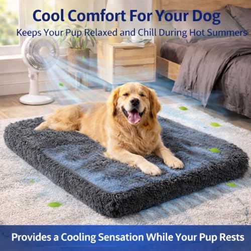 Image of ZEXSAZONE High-Density Rebond Foam Cooling Dog Bed for Summer | 90 x 60 CM Large Soft Rectangular Pet Bed | Washable Thick Cushion with Anti-Slip Bottom | Indoor Use (Large, Grey)