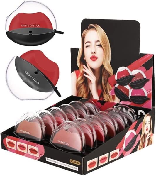 VBA 12 Pcs Apple Shape Lazy Lipstick Sets For Women Matte Lip Color Set Easy To Use Hydrating Smooth Soft Lipsticks Long-Lasting