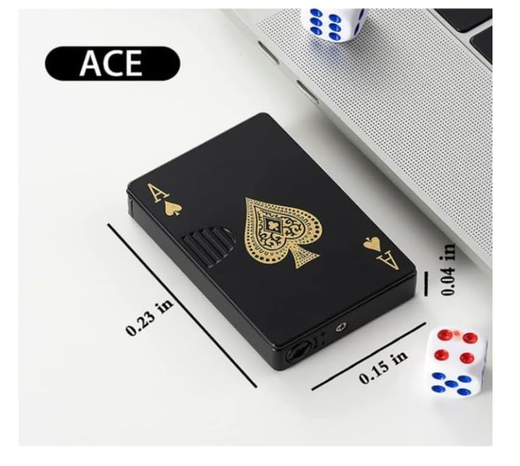 Image of Refillable Small Pocket Cigarette Lighter Metal Body Fuel Lighter Without Fuel Fill The Lighter with Oil Fuel for Outdoor Travel Utility Use (Poker Black)
