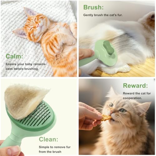 Image of Cat Brush for Shedding, Self Cleaning Brush for Long & Short Hair Cats
