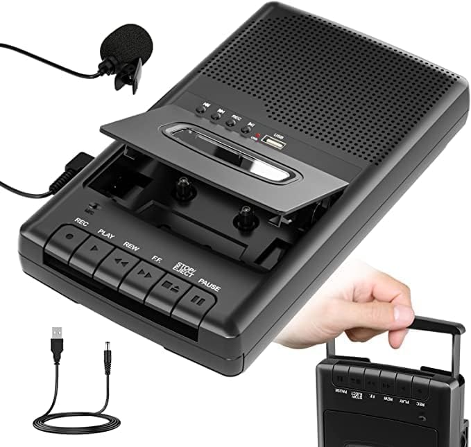 カセットプレーヤー、MP3変換デジタル化対応、 PC不要、カセットテープレコーダー・録音・再生可能テープレコーダー、カセットテープ デジタル化、USBメモリー録音機能・マイク付き・スピーカー内蔵・3.5mmイヤホン端子・携帯便利