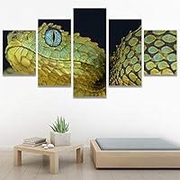 SIGNWIN 5 Panel Canvas Wall Art Modern Art Chic Expressive Frog Multicolor Photography Reptiles Snakes for Home Decorations Ready to Hang - 60