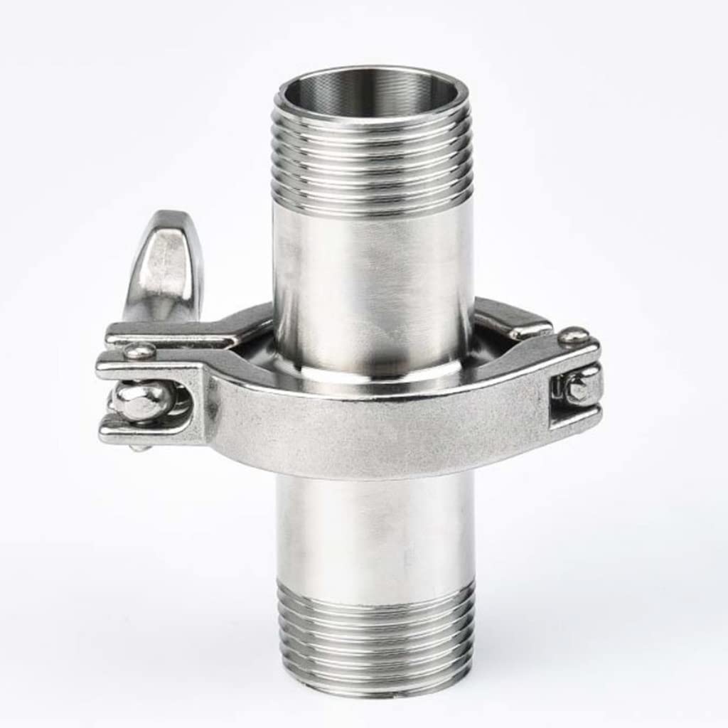 Kit de accesorios de tubería sanitaria, adaptador de virola de rosca de cubierta de triple abrazadera con junta de silicona for uso en alimentos y bebidas, 1 Uds.(DN50x77.5)