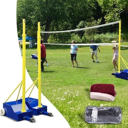 Portable Badminton & Volleyball Net Set with Adjustable Poles - Easy to Transport for Backyard, Park, School, Indoor & Outdoor Games - Ideal for Sports Lovers