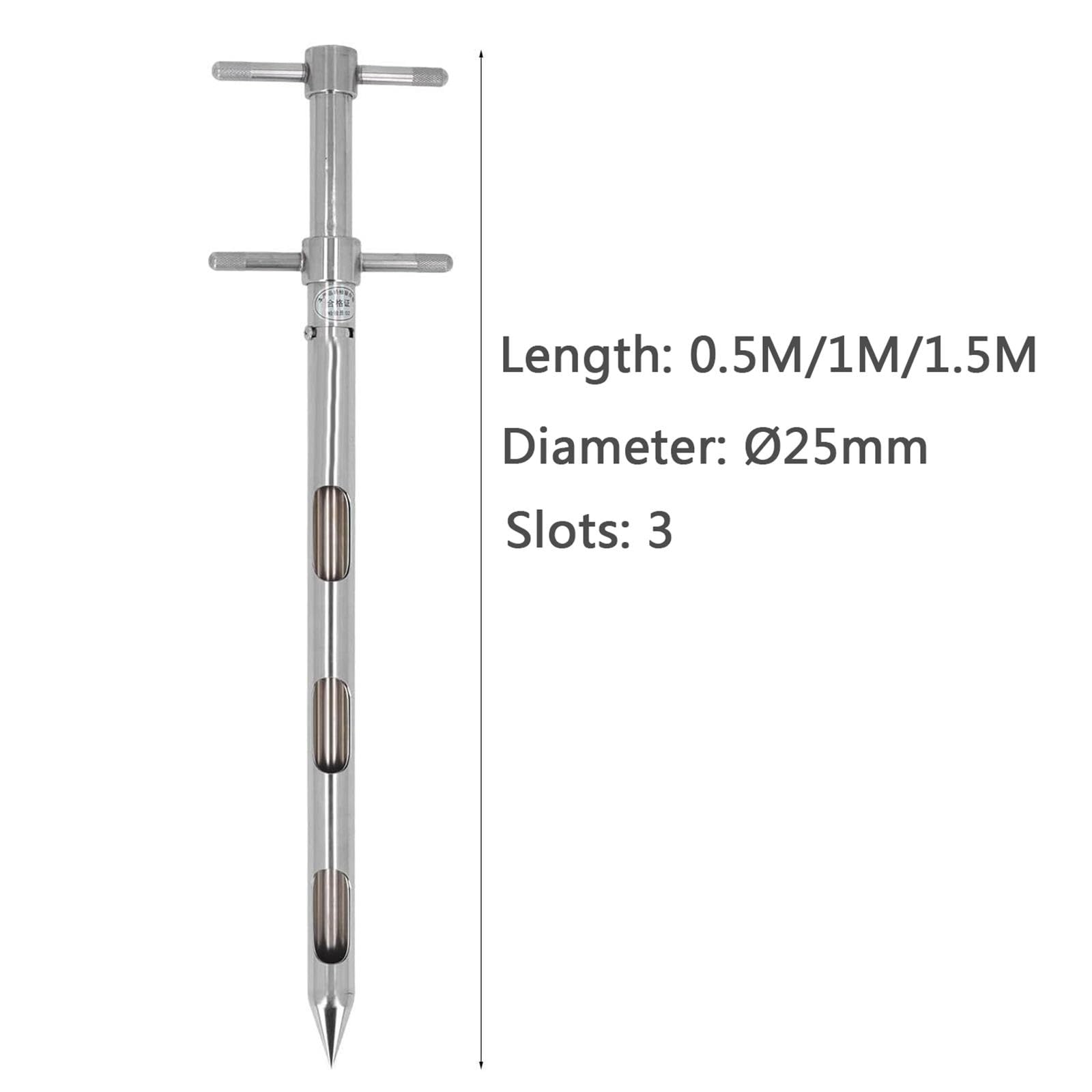 Campionatore per Sonda per Cereali, Tubo di Campionamento Rotante in Acciaio Inossidabile per Cemento Fertilizzante a Granuli Solidi, (0,5 M/1 M/1,5 M),1.5m