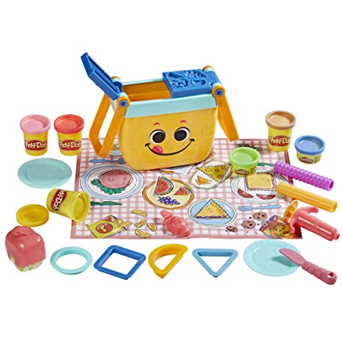 Image of Play-Doh Picnic Shapes Starter Set, Preschool Toys for 3 Year Old Girls & Boys, Preschool Crafts, Play Food, 12 Tools & 6 Modeling Compound Colors