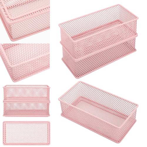 Boîte de rangement rose clair Annova en maille ajourée compacte