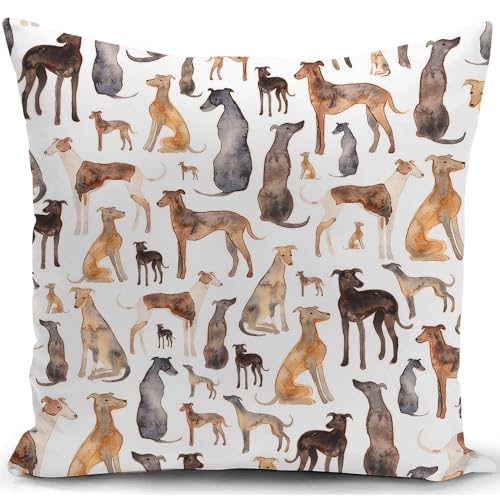 KUNQIAN Kissenbezug Greyhound Kissen Windhund Whippet deko Geschenke für Frauen sofakissen kissenbezüge dekokissen couchkissen kissenhülle Sofa Schlafzimmer Wohnzimmer Zimmer zierkissen 40x40cm