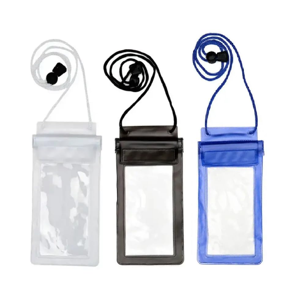 ABlue Clipper Waterproof Phone Pouch Universal Waterproof Phone Case, Dry Bag, rain Mobile Cover for Mobile, Cash, documents, Water Proof Bag for Beach Boating Swimming Water Park (3 Mix Colour) (B0CCLPYJY9) Amazon Price History, Amazon Price Tracker