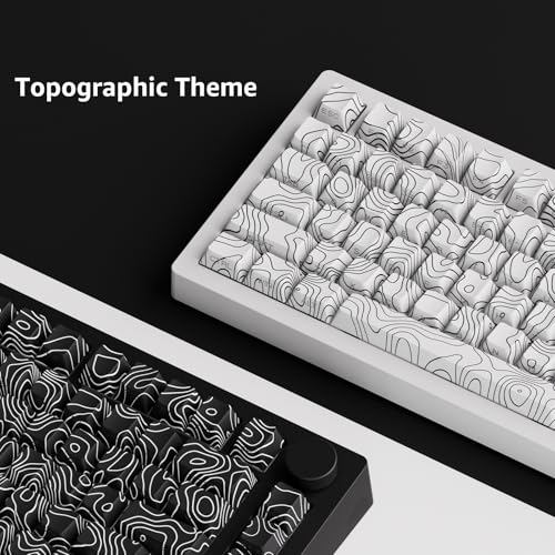 Image of M1 V5 Aluminum Mechanical Keyboard 75% Topographic Theme Quick Release Gaming Keyboard with Knob, 8000 mAH RGB Hot-swappable White Custom Keyboard with Side-printed Keycaps Pre lubed Piano Switch