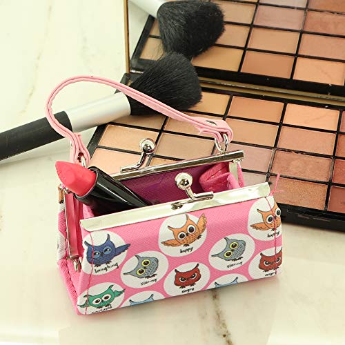 Owl Lipstick Case With Handle Kids Coin Mini Purse - Pink #TOP1