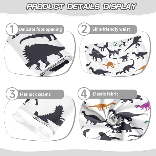 Dinosaur Silhouettes Girls' Leggings Toddler Doodles Kids Yoga Pants Dance Active Tights 4T3