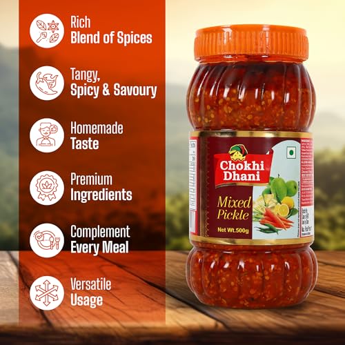 Image of Chokhi Dhani Mixed Pickle Pack of 2 (1kg Each) | Mix Achar | Tangy & Spicy Indian Pickle | Traditional Homemade Style | Aromatic Spices
