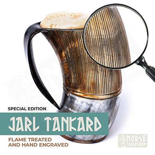 Image of Norse Tradesman Jarl Viking Horn Mug, Flame-Treated, 24 oz