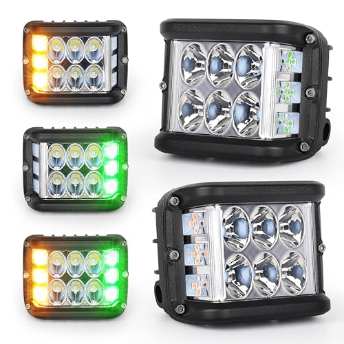 Luces LED de 4 pulgadas para tractor evitan accidentes con destellos amarillo verde