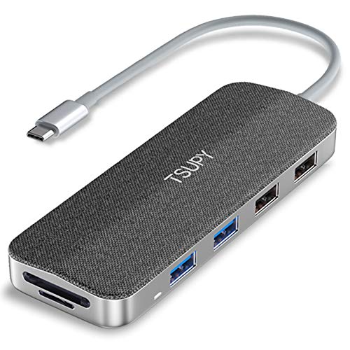 TSUPY HUB USB C,11 en 1 Thunderbolt Hub Tipo C con HDMI 4K 1080P VGA Ethernet RJ45 Carga PD Tipo C 4 Puertos USB 3.0/2.0 Lector de Tarjeta SD/TF para Mac/Mac Pro/Huawei/Samsung y m�s Dispositivos