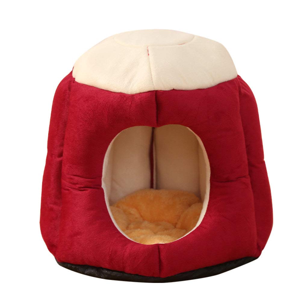 Lit pour chat contre le stress animal | Coussin semi-fermé rouge M