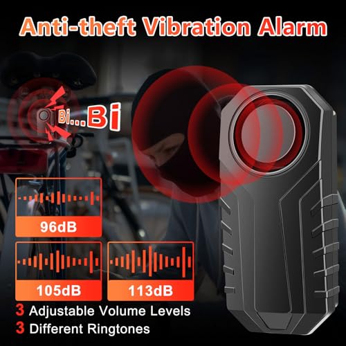 Alarma para bicicleta EGIZPY con sensor de vibración y control remoto IP65 impermeable miniatura 2