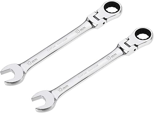 uxcell Llave combinada de trinquete de cabeza flexible de 0.394 in, métrica, 72 dientes, 12 puntos, caja de trinquete de 12 puntos, Cr-V