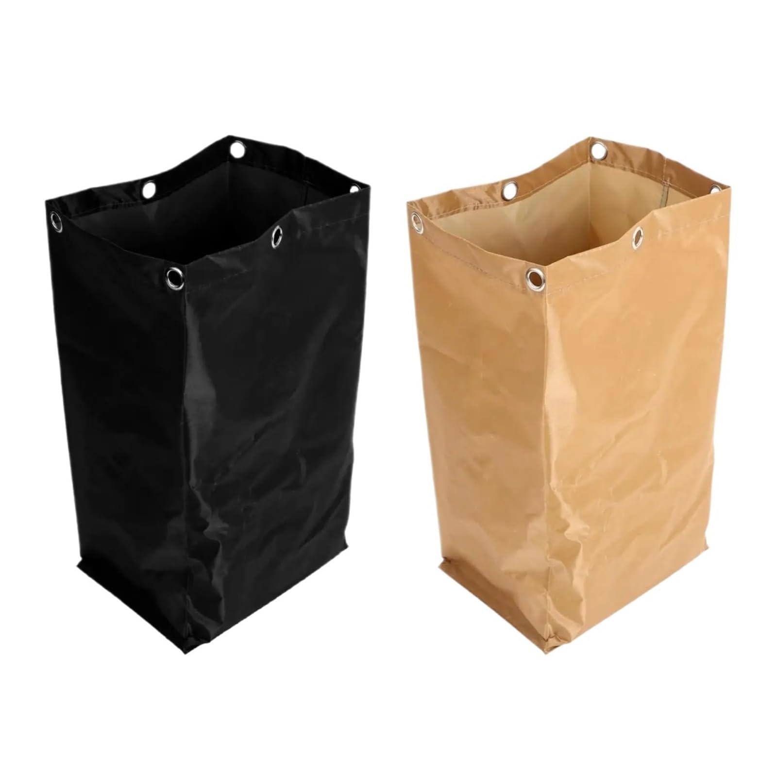 2pcs Waterproof Cleaning Cart Bag - Large Capacity Housekeeping Bin for Hotels and Commercial Use(Khaki)