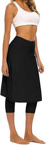 Miniatura 6 de Micosuza Falda larga de natación con leggings adjuntos, falda deportiva de protección solar modesta para mujer