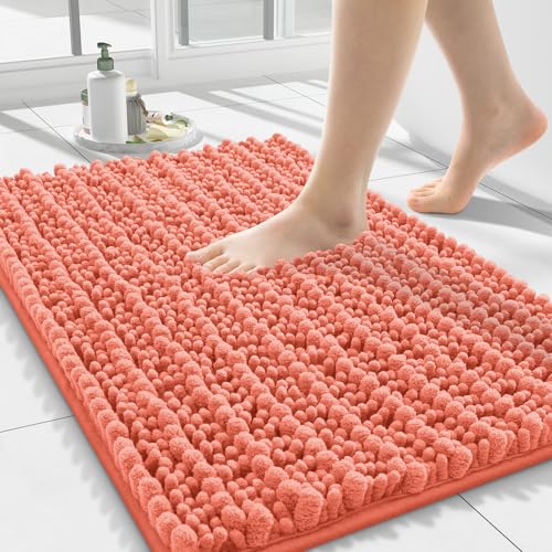Smiry Bathroom Rugs 24X16 Extra Soft Rubber Backing Chenille Bath Mats