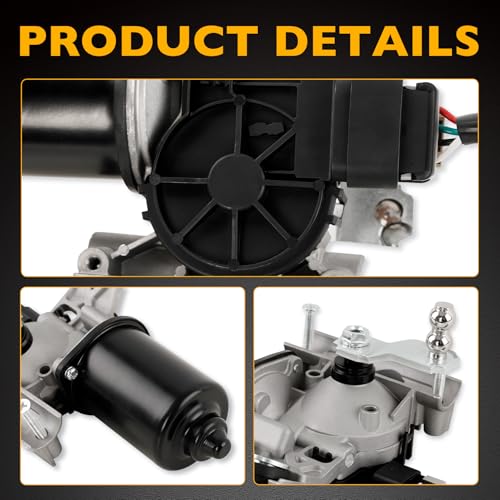 Image of Front Windshield Wiper Motor Compatible with Dodge Ram 1500 2500 3500 4500 5500 3.7L 5.7L 5.9L 6.7L 8.0L 8.3L, 5 Pin Windshield Linkage Wiper Motor Replace 55077098AC 55077098AF 55077098AJ