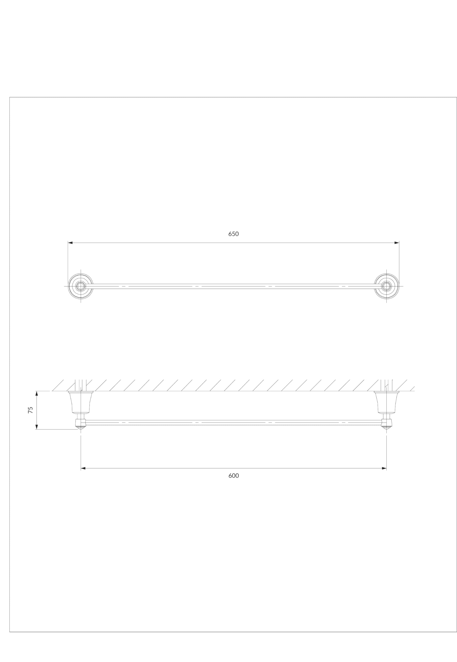 Omnires AL53216CR, Porta asciugamani, 65 cm ART LINE, Grey