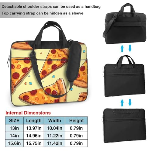 Sac ordinateur portable pizza avec poignée à sangle imperméable