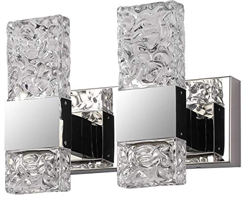 Bathroom LED Crystal Vanity Light fixtures Over Mirror 2 Lights ,Chrome Stainless Steel Vanity Mirror with Wall Light for Bedroom Lighting Fixtures