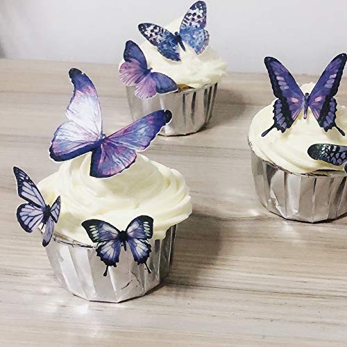Purple Butterfly Decorations For Cake Edible Wafer Paper Butterflies Cupcake Toppers Set Of 72 #TOP1