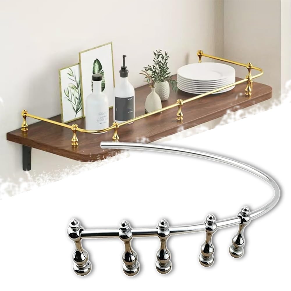 SVBVRFEEW Flexible Gallery Rail Aluminum Guard Fence Floating Shelf Guardrail Anti-Tipping Safety Bar Bendable Decorative Railing Rods for Corner(Silver,100cm/39.4in)