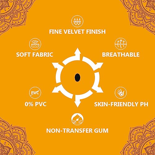 Image of Eyetex Pallavi Sticker Bindi /Pottu|Oval|Aloe Vera & Papaya Extracts|Breathable Non-Irritating Velvet Fabric|O2|Black|20 Flaps
