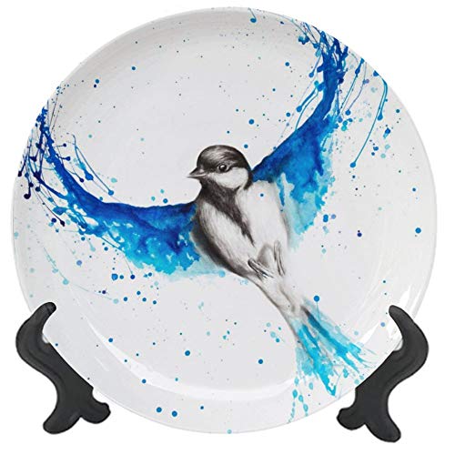 3D Printed Ceramic Dinner Plate Decorative Plate Bird of Ballet Decorative Round Plate Ceramic Ornament for Home&Office Wall Decor 8 inch