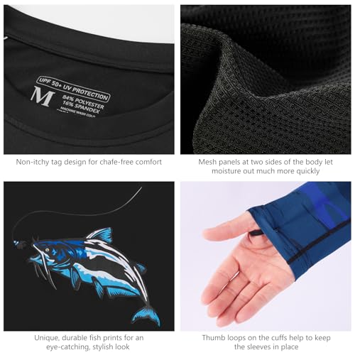 BASSDASH Men’s Fish Graphic UPF 50+ Long Sleeve Fishing Shirts Sun Protection Breathable Moisture Wicking T-Shirt4