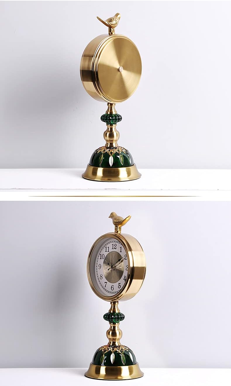 Mantel Clock,Retro Vintage Non-Ticking Table Desk Desk Clock Battery Operated Silent Quartz Movement HD Glass,