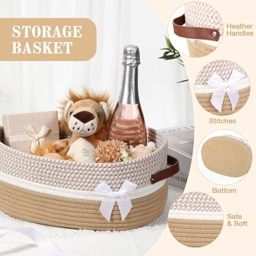 Image of Colingmill Large Woven Basket for Gifts Empty Set with Gift Bags and Ribbon Gift Baskets and Wrapping Set Storage 14 inchx 10 inchx 5.5 inch Decorative Box for Class of 2026 Graduation(Brown)