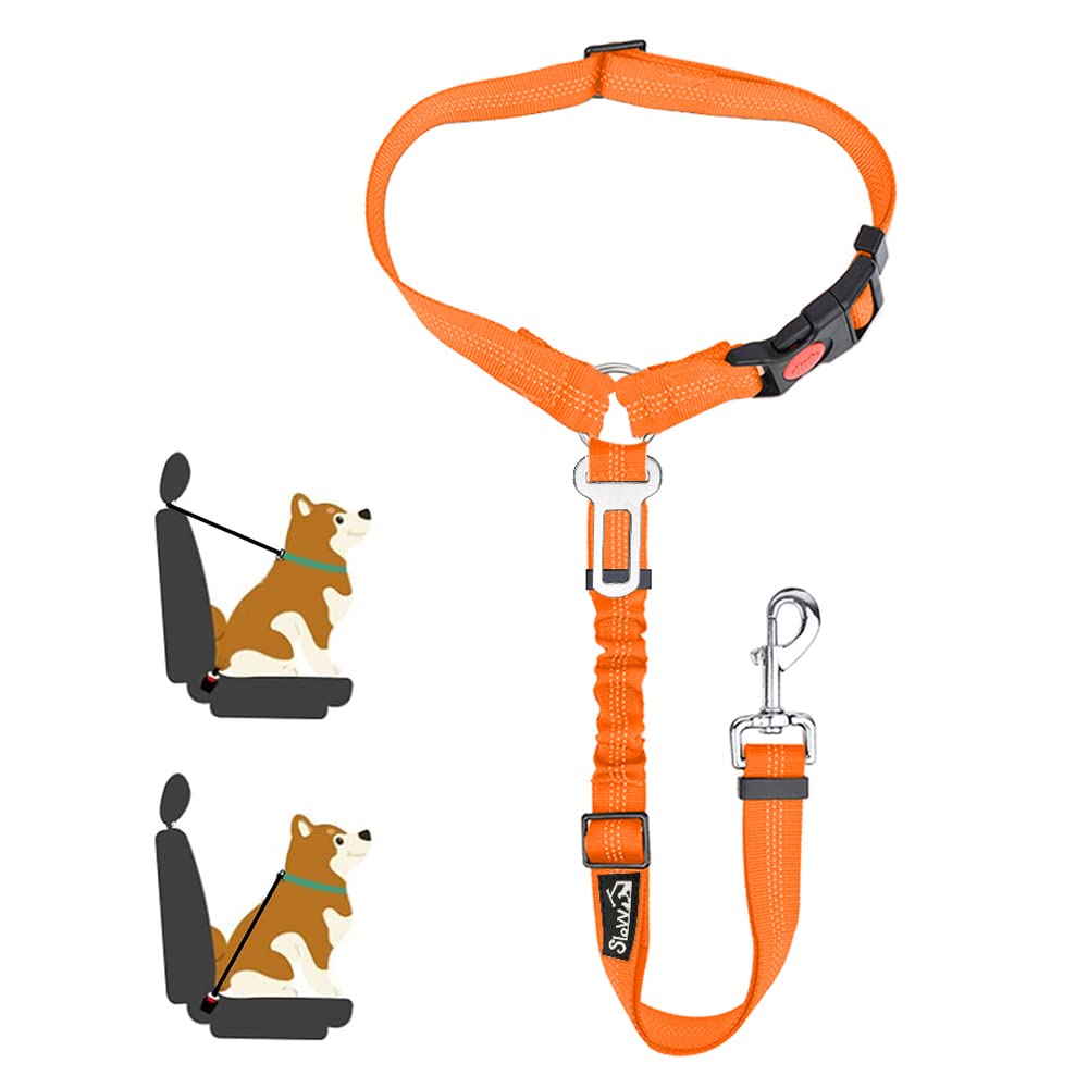 SlowTon Hundegurt fürs Auto, 2-in-1 Kopfstützen-Rückhalte Anschnallgurt Hund mit Universelle Schnalle Verstellbares Reflektierendem Elastikstreifen