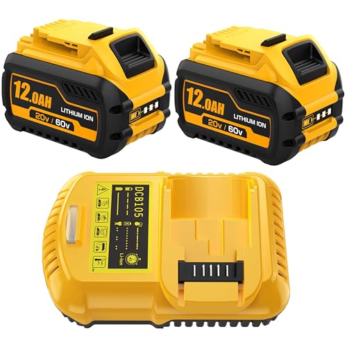 Ibanti 2 Packs 12000mAh DCB612-2 Battery and DCB105 Charger Replacement