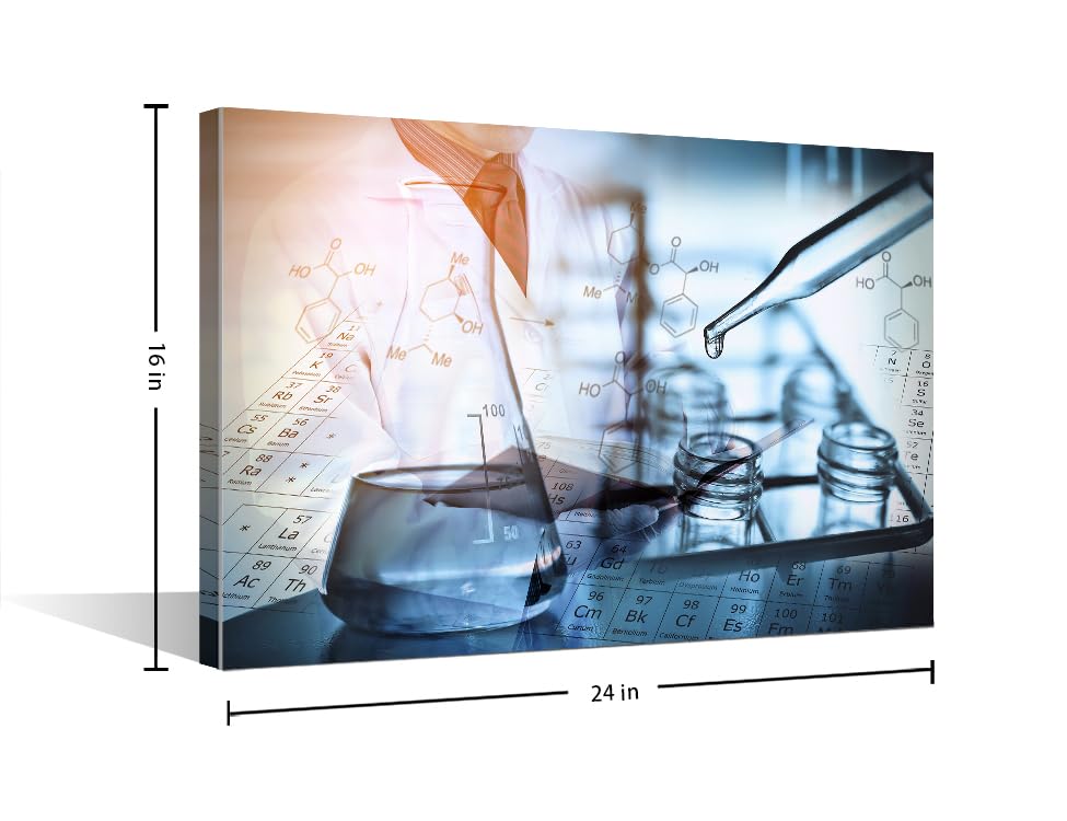 Image of TUMOVO 1 PanelsScientist and Test Tubes Laboratory Concept Artwork Canvas Paintings for Bedroom, Living Room, Office. Medical Home Decor Framed Ready to Hang (16 inch Wx24 H)