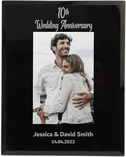Personalised 10th Tenth Wedding Anniversary Photo Frame Gifts for Couples Gifts for Husband Wife Bespoke Any Year Anniversary 6x4 7x5 Glass Photo Frame