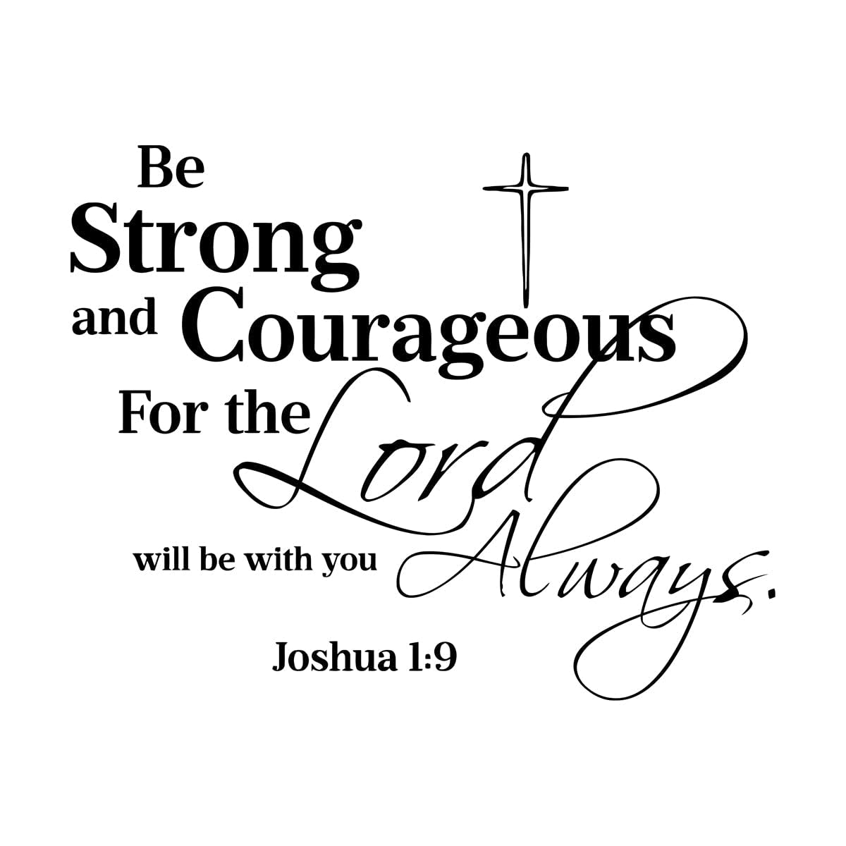 Lzhouting Wall Stickers 2073 Be Stronge And Courageous Bible Verse Wall Sticker Bedroom Living Room Joshua 19 Christian Inspirational Wall Decal Small - 44X56cm