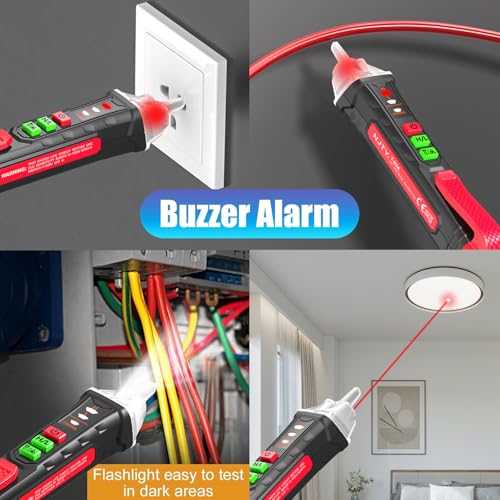 Image of NJTY Voltage Tester,Non Contact Voltage Tester,12V-1000V /48V-1000V Dual Range,Electrical Tester,Integrated LED Flashlight and red Indicator Light